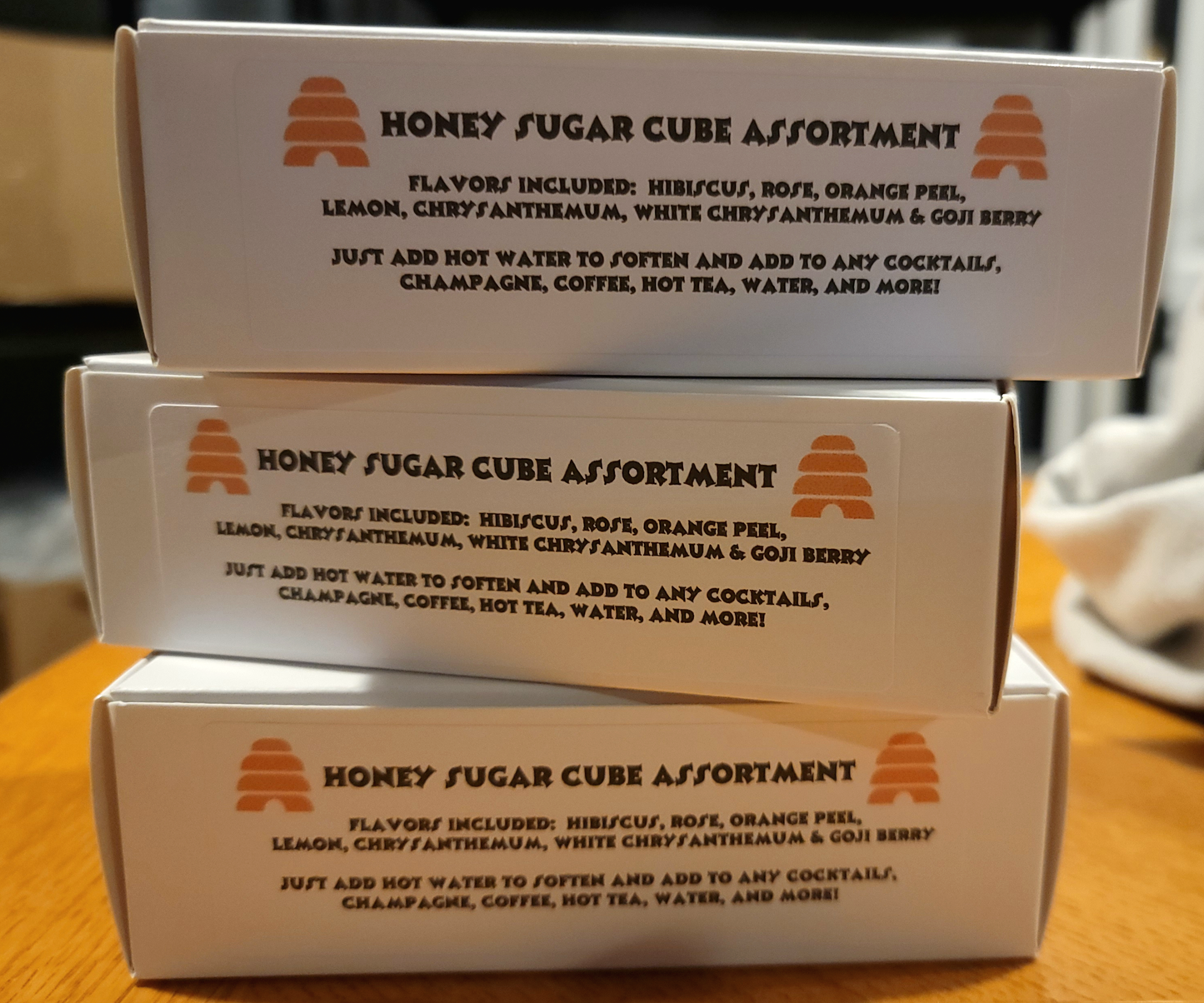 Gourmet Honey Sugar Cubes with flowers and fruit